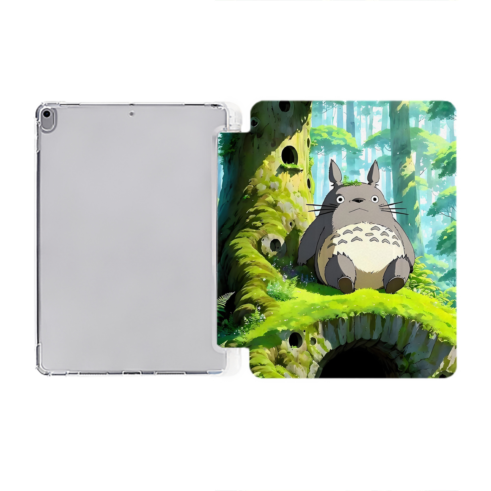 （画像用） となりのトトロ 草壁メイ 草壁サツキ My Neighbor Totoro Satsuki Kusakabe Mei Kusakabe IPad ケース ペン収納付き 三つ折りスタンド PUレザー×シリコン 対応機種9.5/10.5/10.9インチ